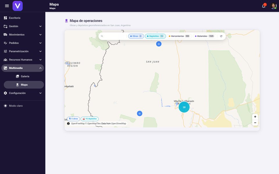 Mapa de obras y depósitos de Alade Construcciones